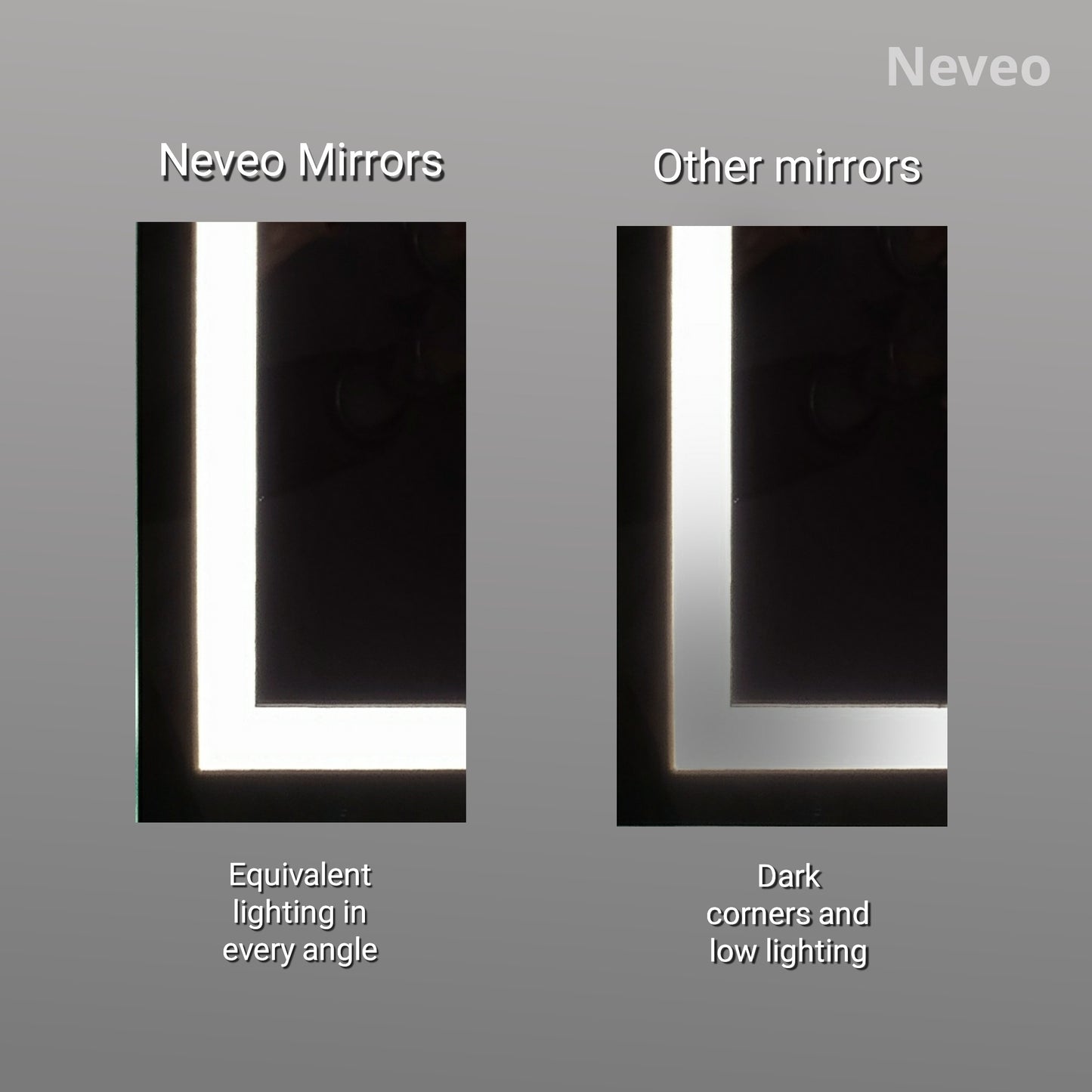 Neveo led mirror 3in1  24"-18" for bathroom vanity wash basin Rect-1