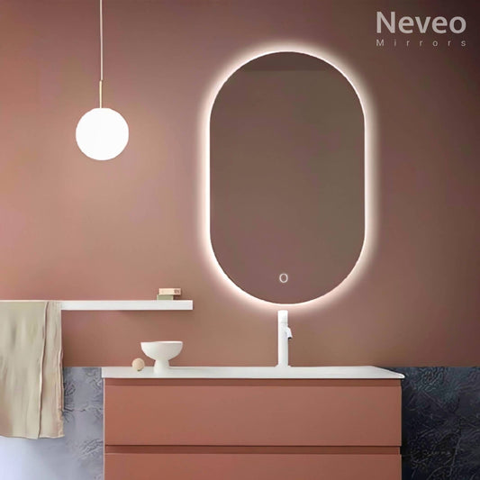 Neveo led mirror 3in1 capsule 17"-24" for bathroom vanity wash basin