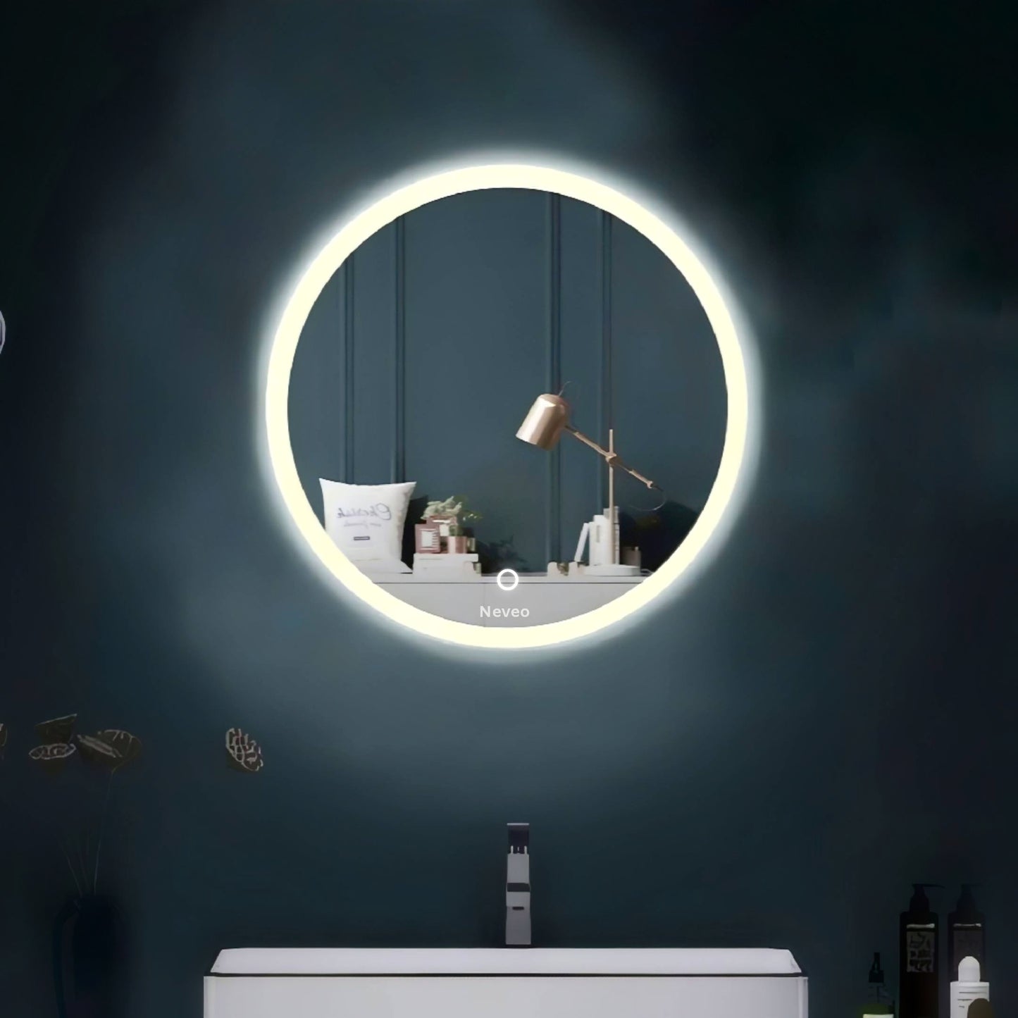 Neveo Mirrors® Round 3in1 led Light Mirror with Touch Sensor on/Off and Brightness R-1