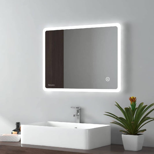 Neveo Mirrors® 3in1 24"/18" Touch Sensor led Mirror for self makup and Grooming Bathroom Vanity Lighted Wall Mirror Backlit 3in1(Cool,Warm,Neutral) 2 (Rect1)