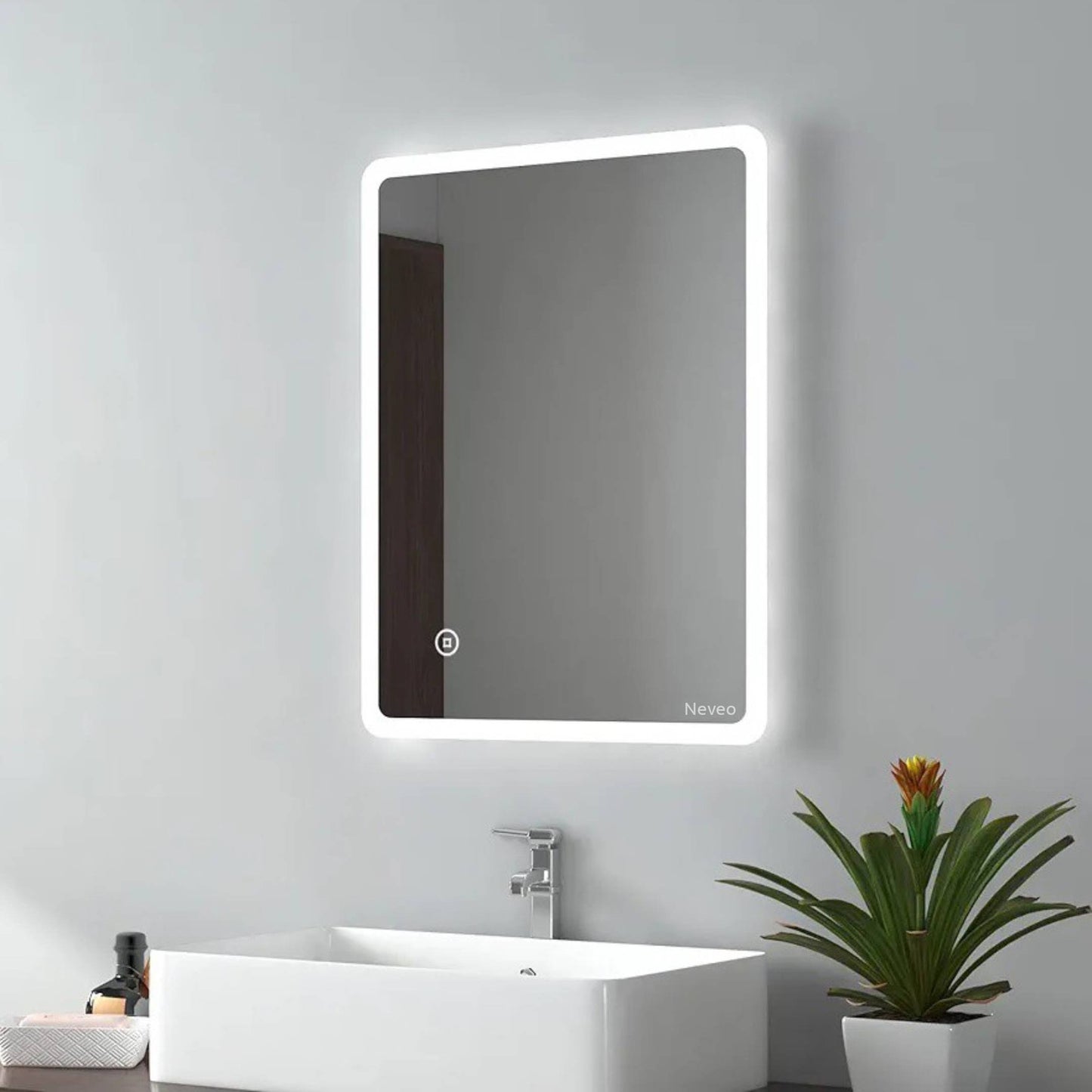 Neveo Mirrors® 3in1 24"/18" Touch Sensor led Mirror for self makup and Grooming Bathroom Vanity Lighted Wall Mirror Backlit 3in1(Cool,Warm,Neutral) 2 (Rect1)