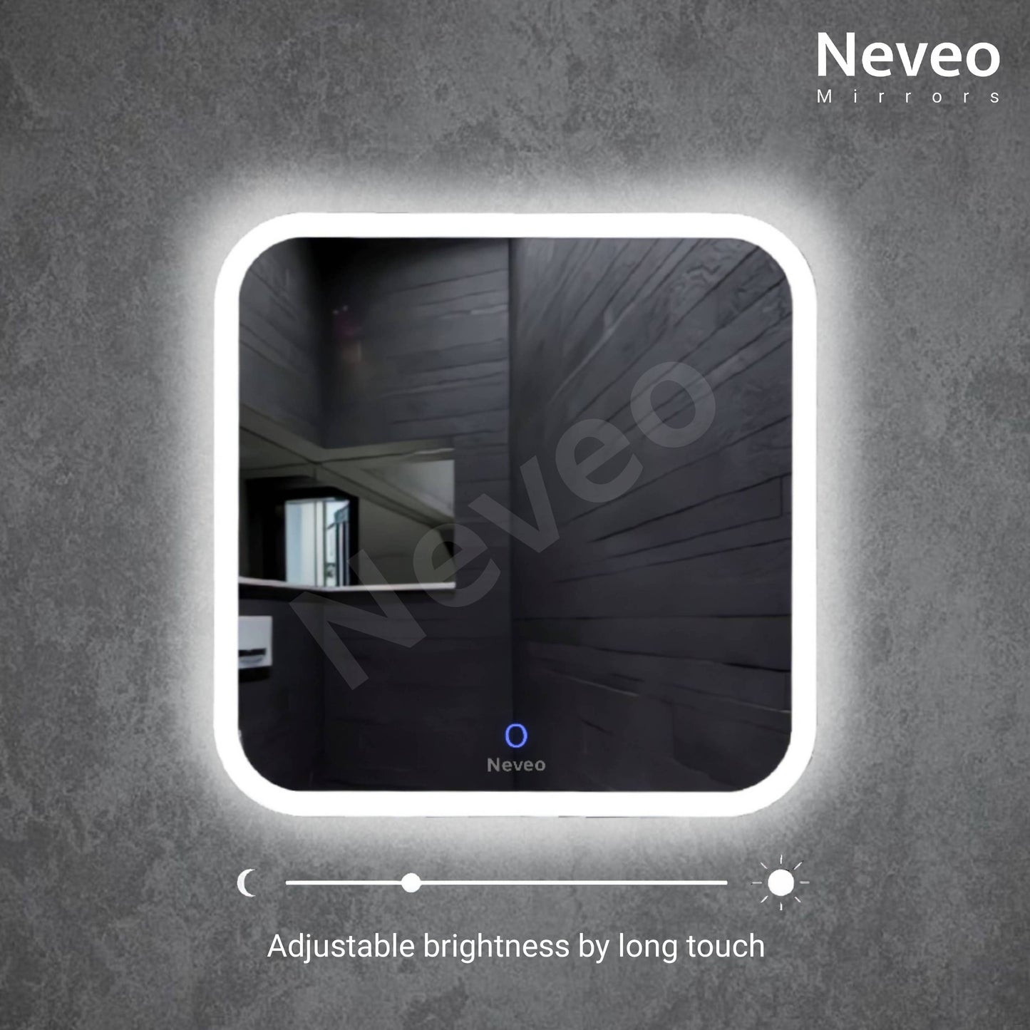 Neveo Mirrors Round 3in1 led Light Mirror with Touch Sensor on/Off and Brightness Controls for Bathroom washbasin Vanity Hallway Bedroom Kitchen (S1)
