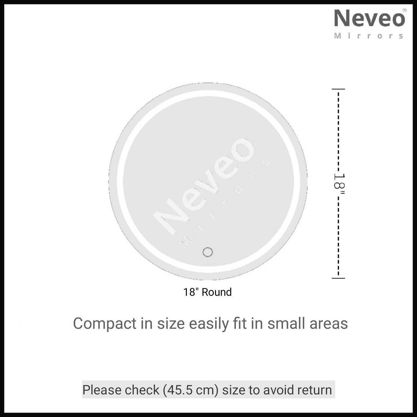 Neveo Mirrors® Round 3in1 led Light Mirror with Touch Sensor on/Off and Brightness Controls for Bathroom washbasin Vanity Hallway Bedroom Kitchen